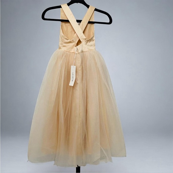 LAVATIER V-Neck Satin Flower Girl Dress for Special Occasions Pretty Princess - Picture 5 of 8